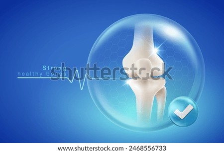 Strong healthy bones medical symbol of human health. Orthopedic protection design concept for medicine, clinic, pharmacy, orthopedic hospital. Vector illustration file.