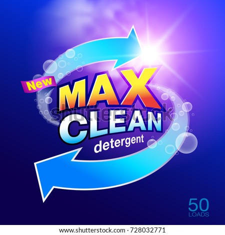 Max clean laundry detergent Design Template for packaging
Used as a detergent illustration. For washing machine
Showcasing modern clean energy for the future.
Vector illustration Realistic.