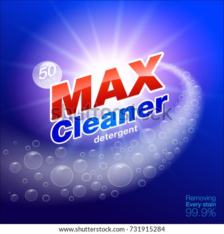 Max cleaner laundry detergent label packaging.
vector realistic file.