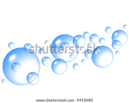 Blue Water Or Soap Bubbles On White Background Stock Photo 9410680 ...
