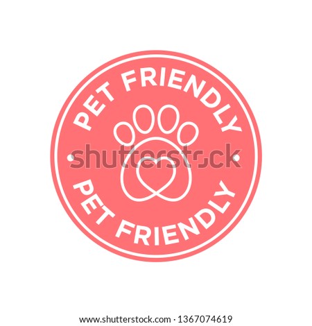 Pet friendly icon. Red round icon.