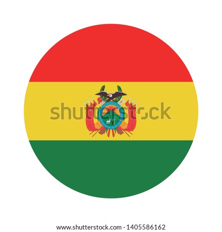 Round flag of Bolivia. Isolated icon on white background.