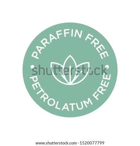 Paraffin free round icon. Petrolatum free. Symbol for personal care products.