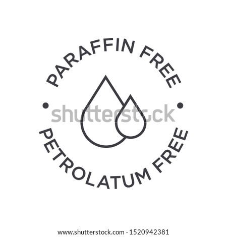 Paraffin free round icon. Petrolatum free. Symbol for personal care products.