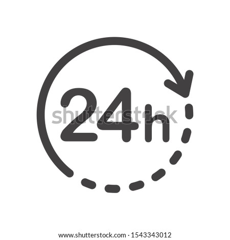 24 hours icon. Flat vector illustration in black on white background.