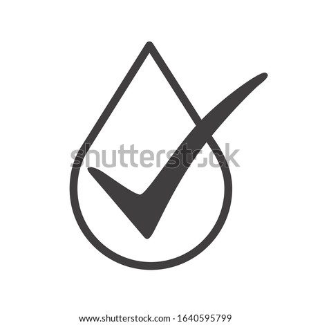 Water drop with a check icon. Simple outline vector symbol. Linear pictogram isolated on white.