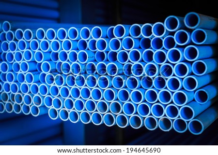 Blue plastic pipe