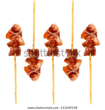 grilled pork, traditional thai food isolated on white background