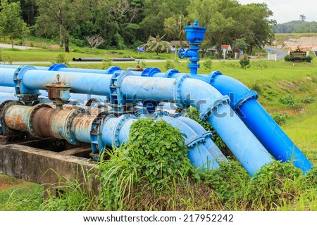 Big blue color main water supply