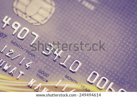 Close up credit card, with retro filter effect