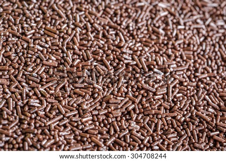 Macro pattern of chocolate sprinkles texture and background
