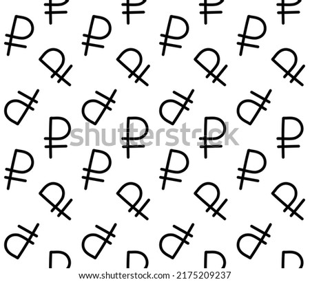 Vector seamless pattern of hand drawn doodle sketch rouble sign isolated on white background