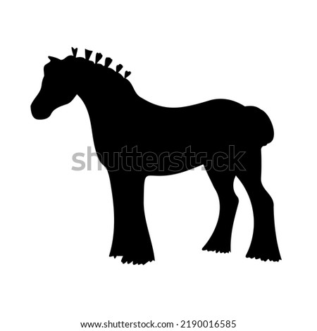 Vector hand drawn shire horse silhouette isolated on white background