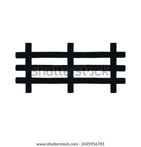 Vector hand drawn doodle sketch fence silhouette isolated on white background