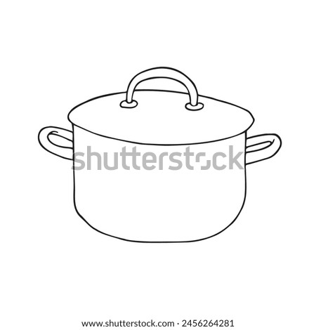 Vector hand drawn doodle sketch outline cooking pot isolated on white background