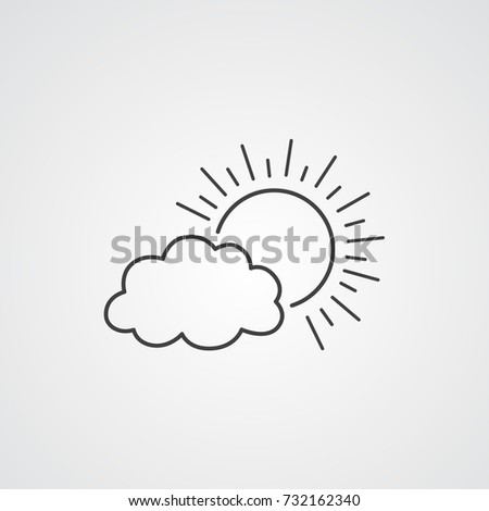 Sun Behind Clouds Thin Line Icon