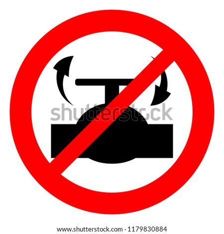 Pipe valve prohibition sign, vector