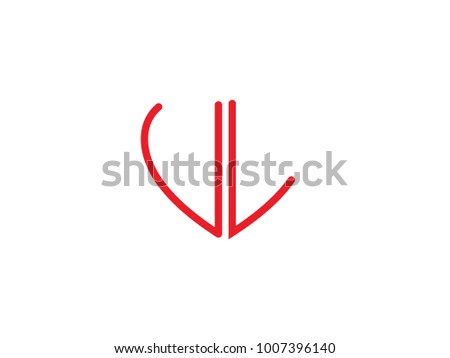 VL initial heart shape red colored logo Stock fotó © 