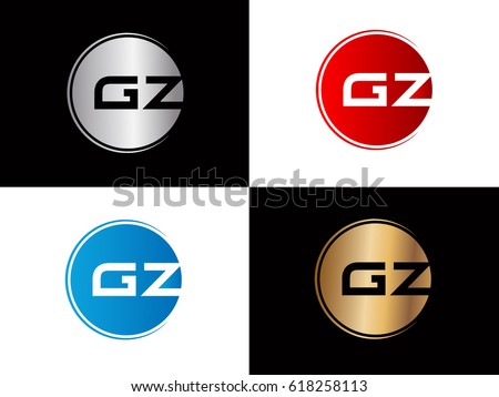 Gz company linked letter logo golden silver red blue logo design
 Stok fotoğraf © 