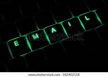 \'Email\' Illuminated Keyboard Word in Green