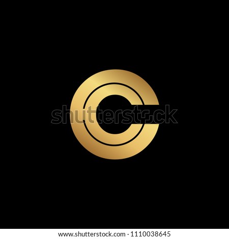Creative elegant trendy unique artistic black and gold color CC initial based Alphabet icon logo.