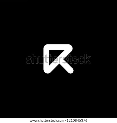 letter R RR minimalist art monogram arrow shape logo, white color on black background