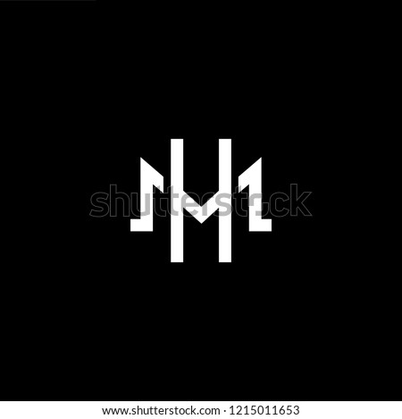 Initial letter M H HM MH minimalist art logo, white color on black background. Stock fotó © 