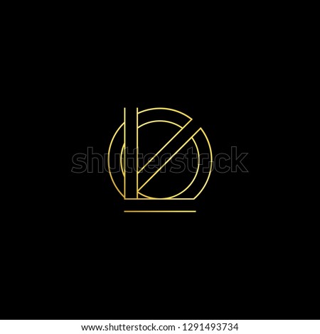 Abstract letter LO OL. Minimal logo design template. Vector letter logo with gold and black color.