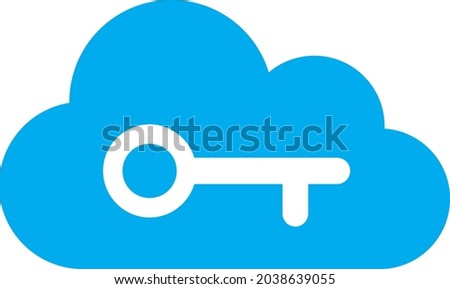 Cloud key icon with flat style. Isolated vector cloud key icon image, simple style.