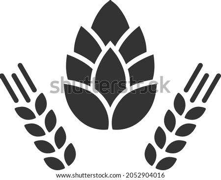 Barley and hop icon with flat style. Isolated vector barley and hop icon illustrations, simple style.