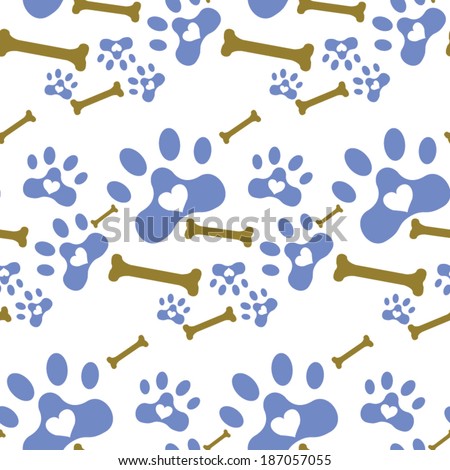 love dogs. animals paw print. vector illustration
