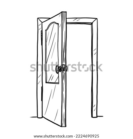 Open door vector illustration on white background