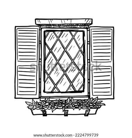 Window with shutters vector illustration on white background