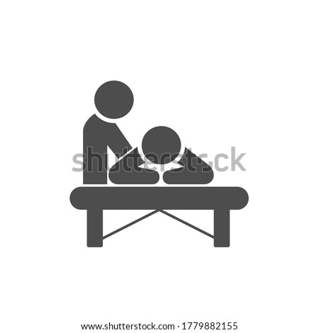 Person getting massage, flat icon on white background.