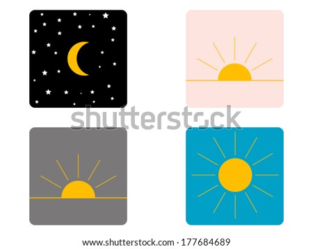 Graphical representation of the day: night, morning, afternoon and evening