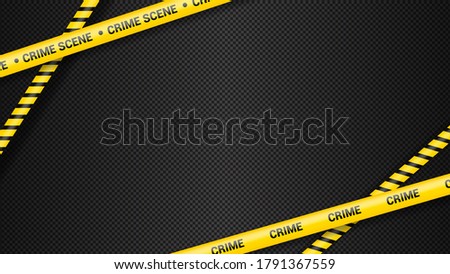 Police tape, crime danger line. Caution police lines isolated. Warning tapes. Set of yellow warning ribbons. Vector illustration on white background.Crime scene