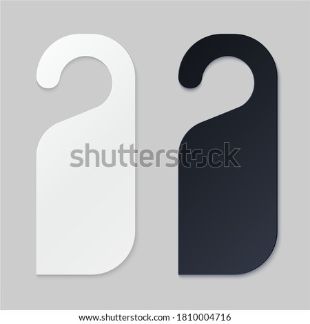 Door hangers for hotel room. Empty white and black label hanger for hotel room or resort . Empty template, mockup for text Do not diturb. Vector illustration for promotion, sale, decoration, covering