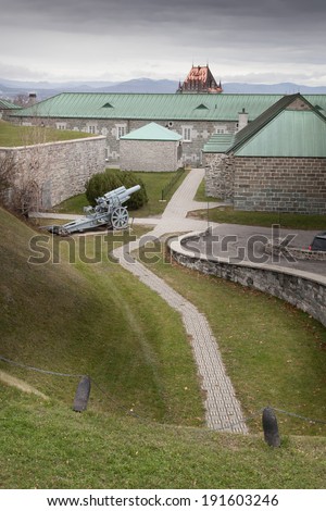Cannon in front of a fort, Citadelle Of Quebec, Quebec City, Quebec, Canada