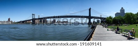 Bridge across a river, Manhattan Bridge, New York City, New York State, USA