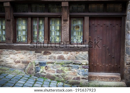 Facade of a house, Dinan, Cotes-D\'Armor, Brittany, France