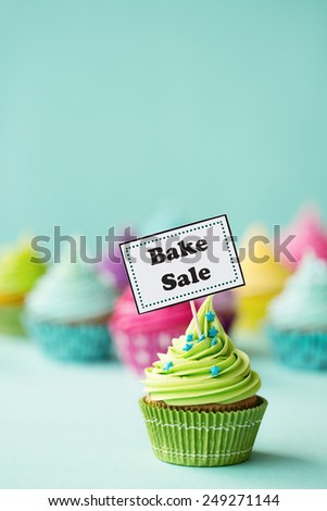 Cupcake with Bake Sale sign