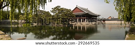 SEOUL, KOREA - MAY 17, 2015: Gyeonghoeru Pavilion of Gyeongbokgung Palace, Seoul, South Korea on May 17, 2015