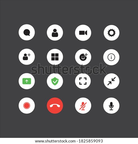 Set of the video chat user interface icons