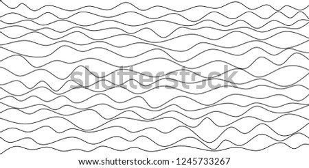 Illustrations wavy of vector. Design lines art black on white background. Design print for the sea, textile, wallpaper, background. Set 7