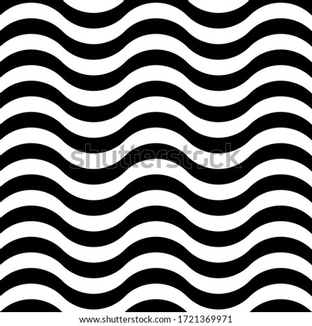 Horizontal swatch spline of pattern vector. Design waves black on white background. Design print for illustration, textile, texture, wallpaper, background. 