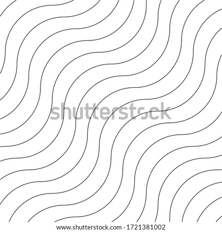 Diagonal spline of pattern vector. Design waves black on white background. Design print for illustration, textile, texture, wallpaper, background.