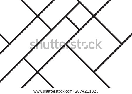 Geometric of diagonal mondrian pattern. Design of random lines. Design black and white. Design print for illustration, texture, textile, wallpaper, background. Set 2