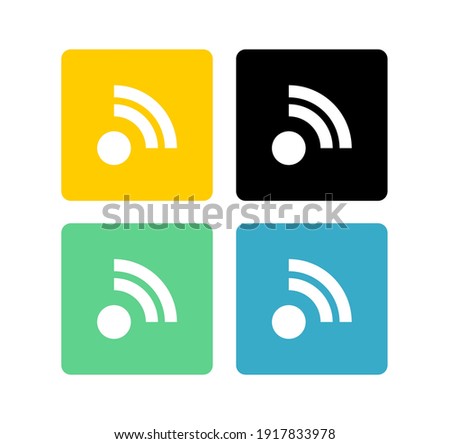 RSS Feed Icon Vector in Flat Style. Really Simple Syndication Image.Multi colored icon set