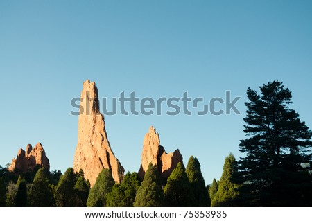 towering orange rock formations at Garden of the Gods