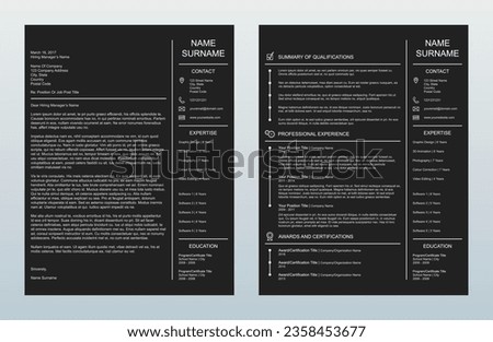 Minimalist Creative Cover Letter And One Page Resume Template On Charcoal Background
Alt